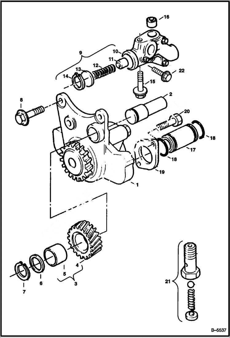 Схема запчастей Bobcat 900s - PUMP OIL - VALVE RELIEF POWER UNIT