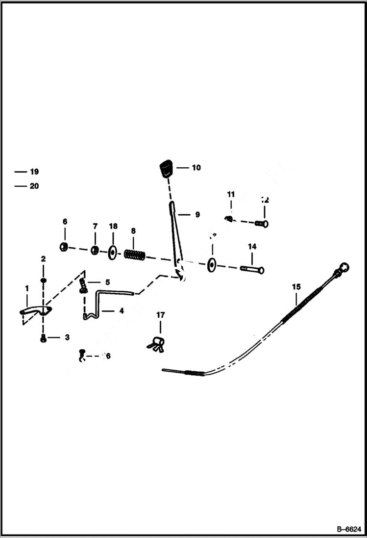 Схема запчастей Bobcat 400s - THROTTLE & SHUT OFF CABLE (5618 11001- & 5619 11001-) POWER UNIT