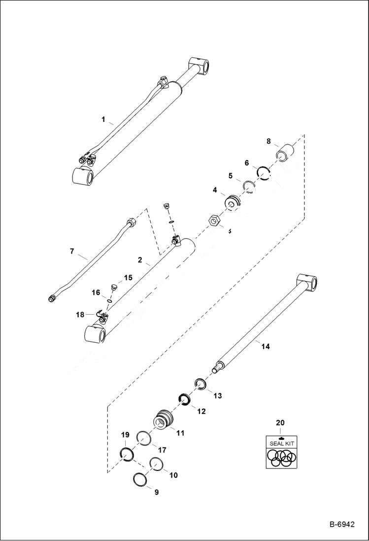 Схема запчастей Bobcat 700s - LIFT CYLINDER (W/Replaceable Tube) HYDRAULIC SYSTEM