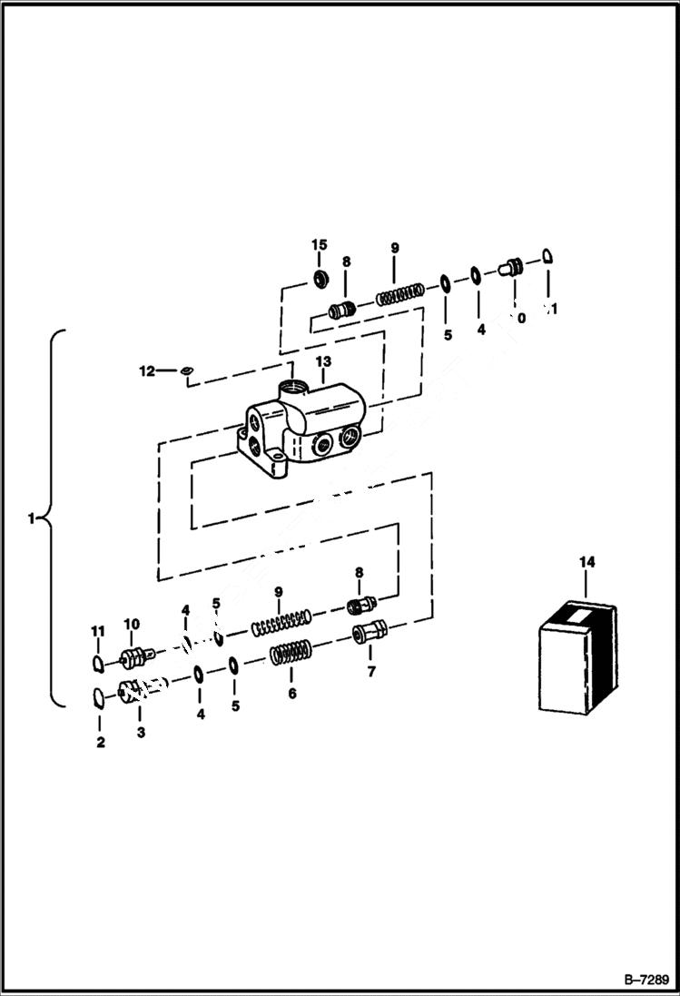 Схема запчастей Bobcat Articulated Loaders - COUNTERBALANCE VALVE (S/N 15023 & Above) HYDRAULIC SYSTEM