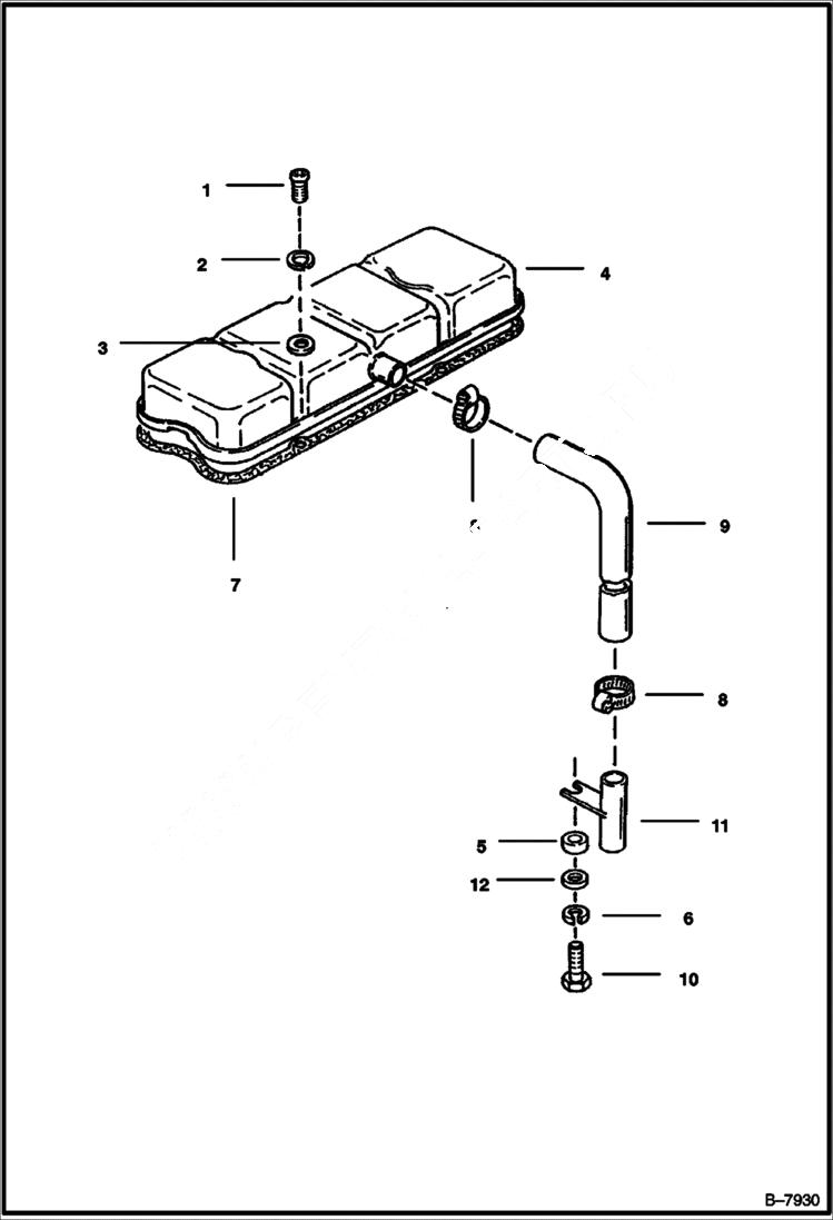 Схема запчастей Bobcat 900s - ROCKER ARM COVER POWER UNIT