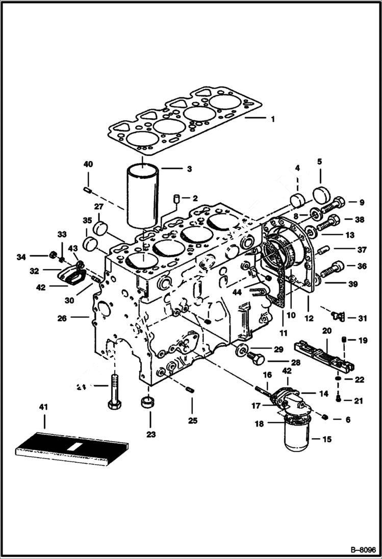 Схема запчастей Bobcat 900s - CYLINDER BLOCK POWER UNIT