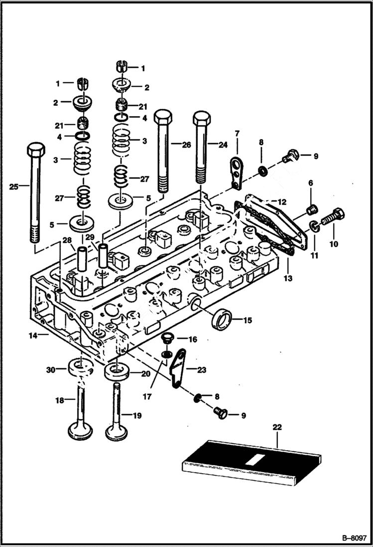 Схема запчастей Bobcat 900s - CYLINDER HEAD POWER UNIT