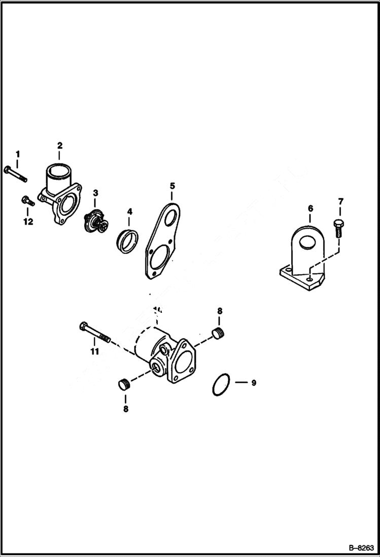 Схема запчастей Bobcat 900s - THERMOSTAT HOUSING POWER UNIT