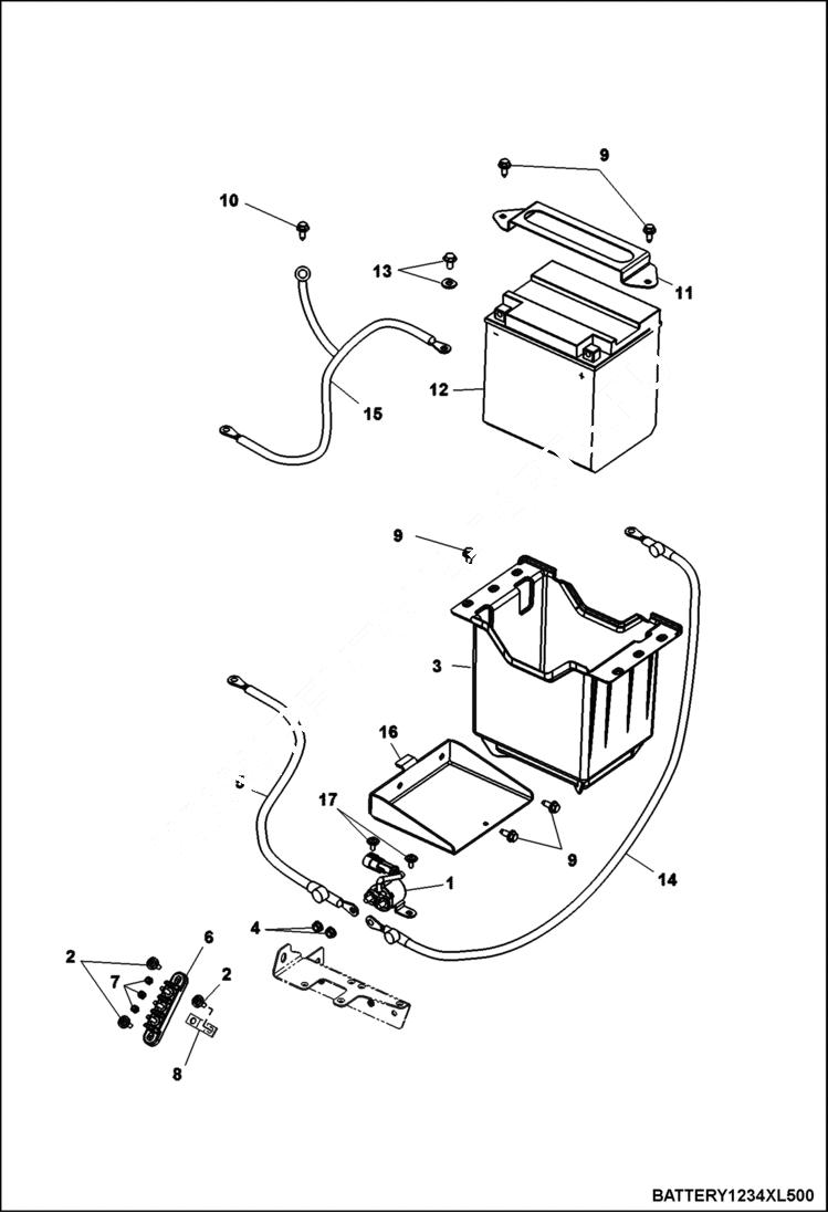 Схема запчастей Bobcat 3400XL - ELECTRICAL, BATTERY (S/N AJNV20001 & Above) ELECTRICAL SYSTEM