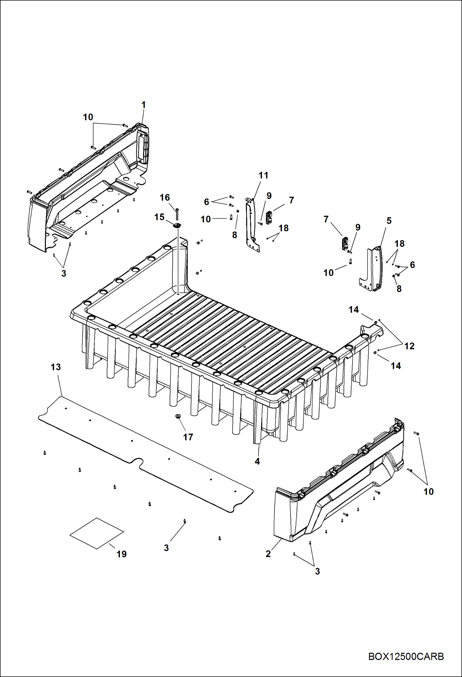 Схема запчастей Bobcat 3200 - BODY, BOX ASSY MAIN FRAME