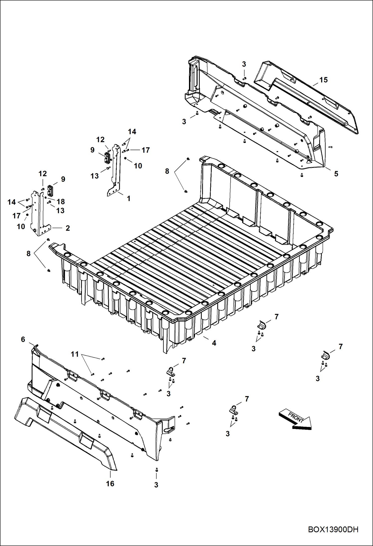 Схема запчастей Bobcat 3600 - BODY, CARGO BOX MAIN FRAME