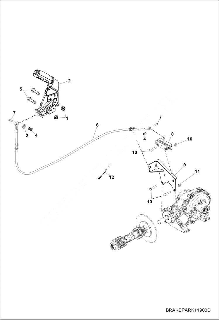 Схема запчастей Bobcat 3450 - BRAKES, PARK BRAKE ASSY STEERING & SUSPENSION