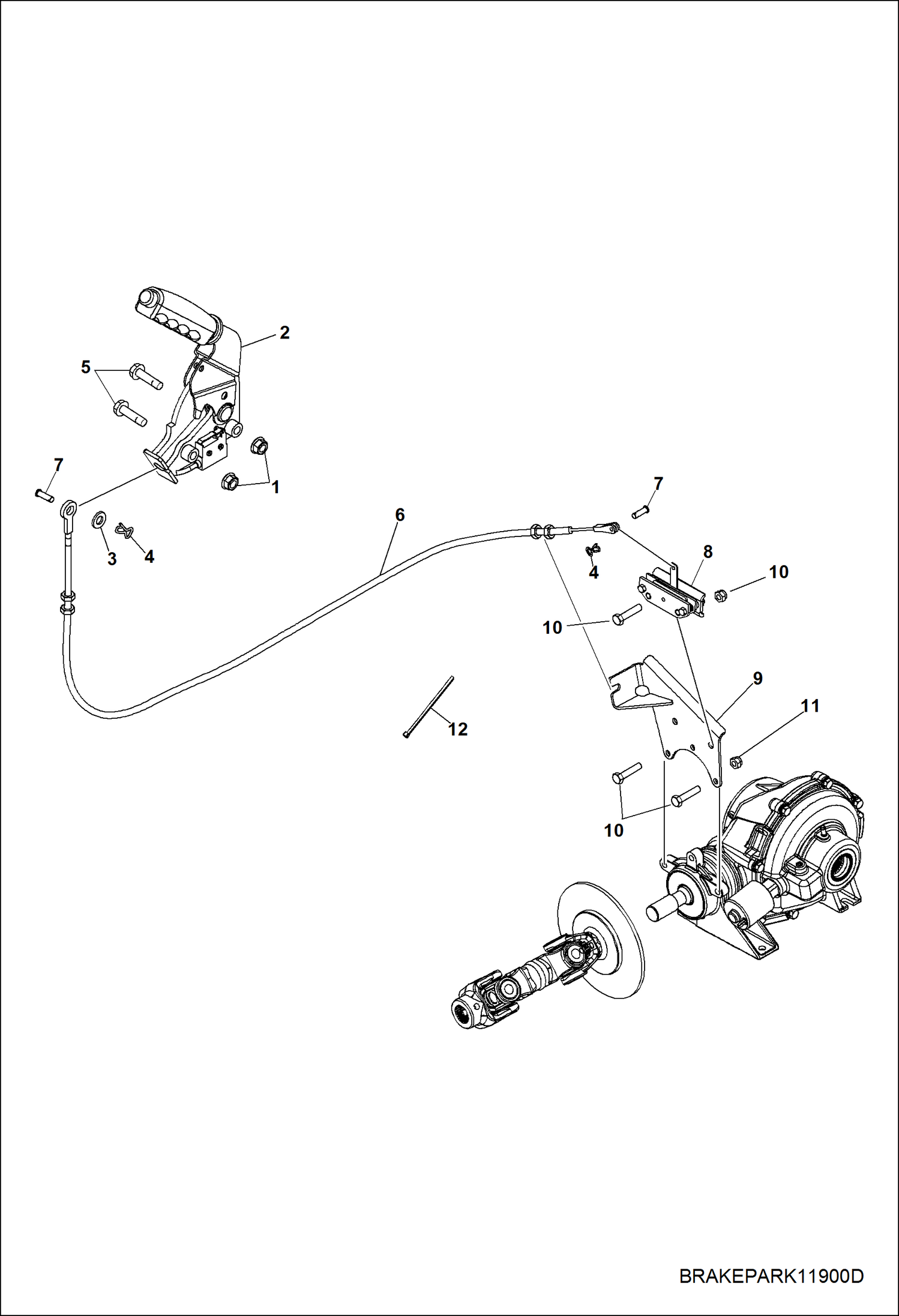 Схема запчастей Bobcat 3400 - BRAKES, PARK BRAKE ASSY STEERING & SUSPENSION