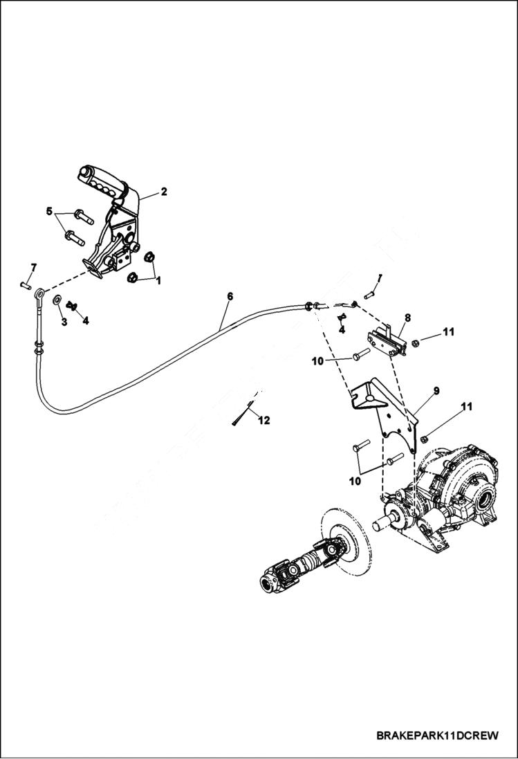 Схема запчастей Bobcat 3400XL - BRAKES, PARK BRAKE ASSY STEERING & SUSPENSION