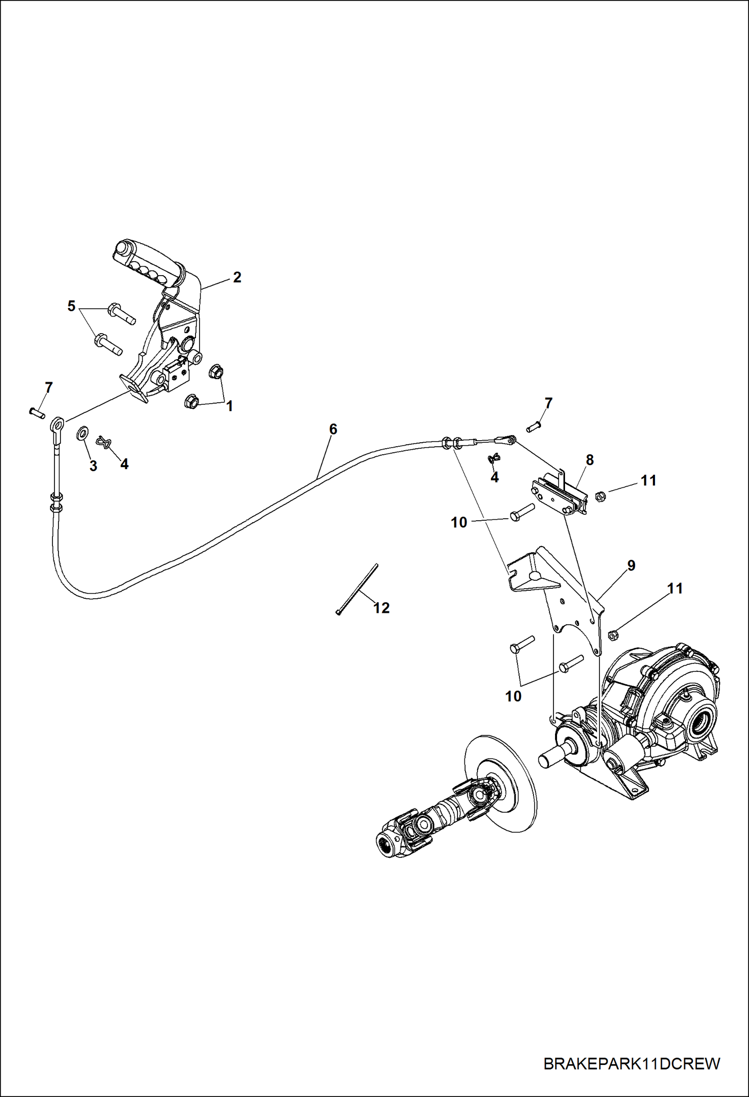 Схема запчастей Bobcat 3400XL - BRAKES, PARK BRAKE ASSY STEERING & SUSPENSION