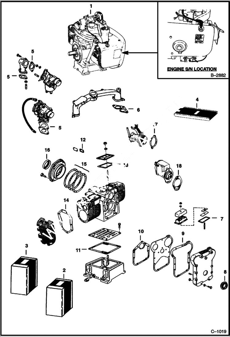 Схема запчастей Bobcat 500s - KOHLER ENGINE POWER UNIT