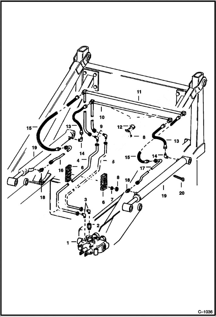 Схема запчастей Bobcat 500s - LIFT CYLINDER CIRCUITRY HYDRAULIC SYSTEM