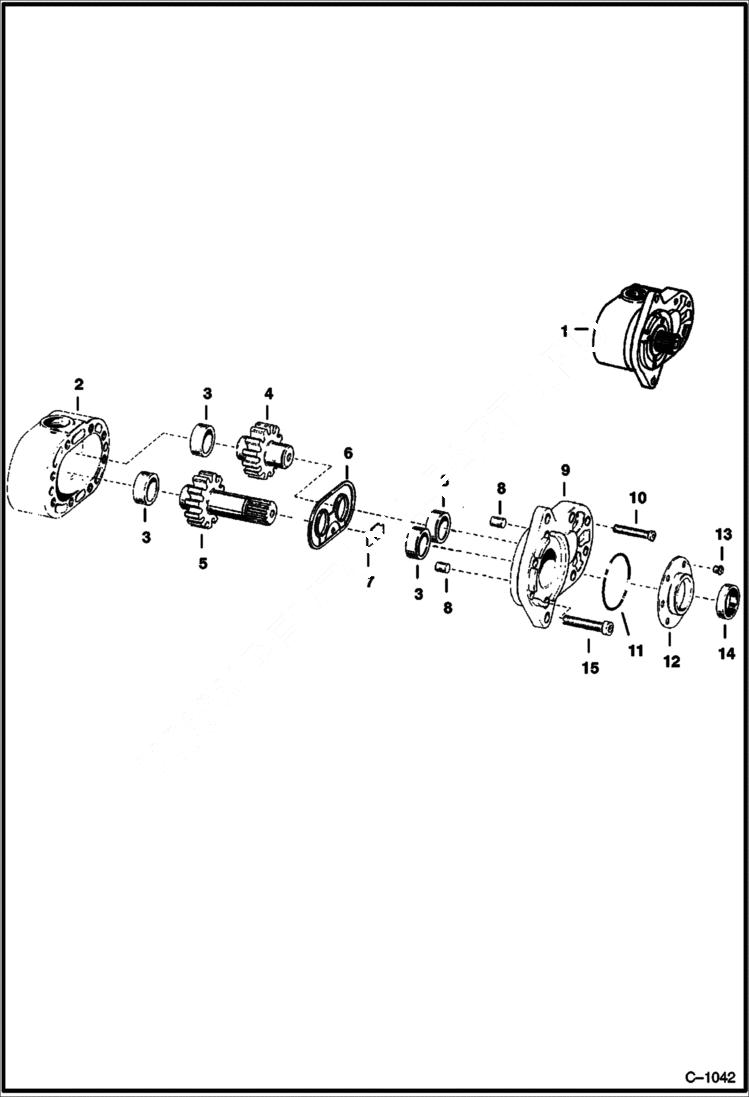 Схема запчастей Bobcat 500s - HYDRAULIC PUMP M-500 Diesel - S/N 4525 to 44572 HYDRAULIC SYSTEM