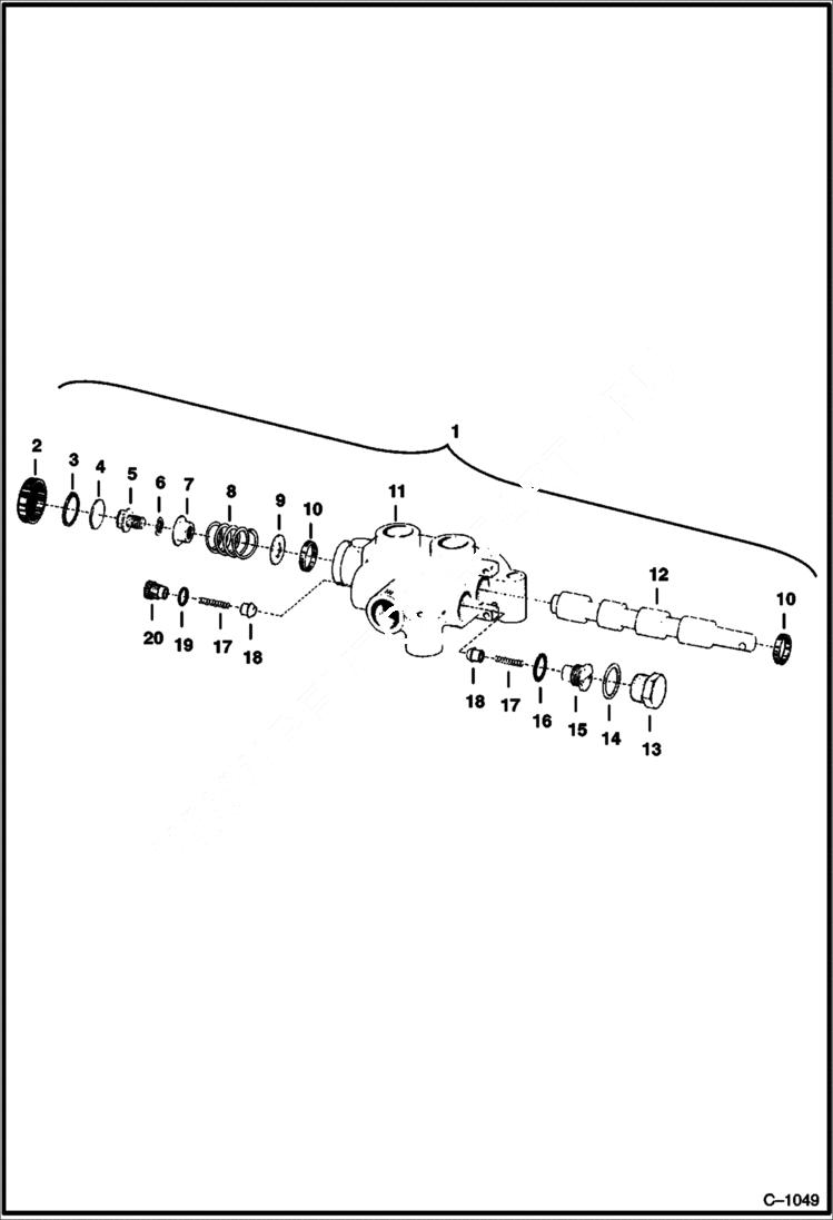 Схема запчастей Bobcat 600s - TILT CYLINDER VALVE HYDRAULIC SYSTEM