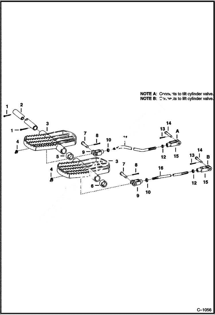 Схема запчастей Bobcat 600s - HYDRAULIC CONTROL PEDALS Two Pedal - S/N 42946 & Below HYDRAULIC SYSTEM