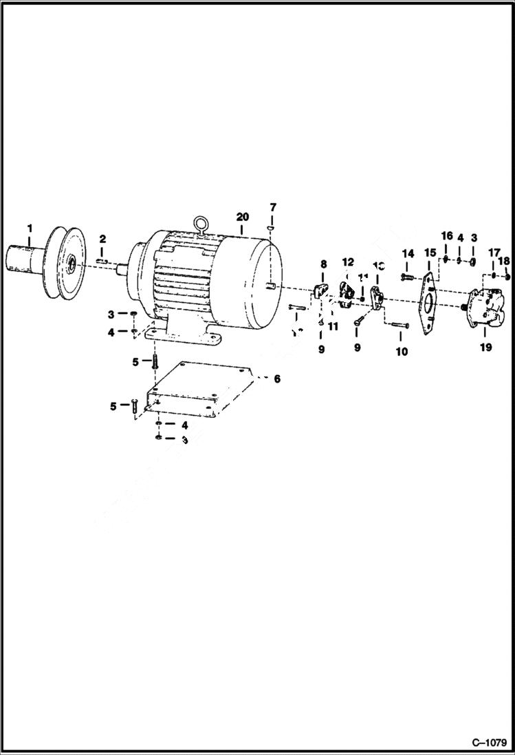 Схема запчастей Bobcat 600s - 10 H.P. ELECTRIC MOTOR & ATTACHING PARTS S/N 42062 & Below ELECTRICAL SYSTEM