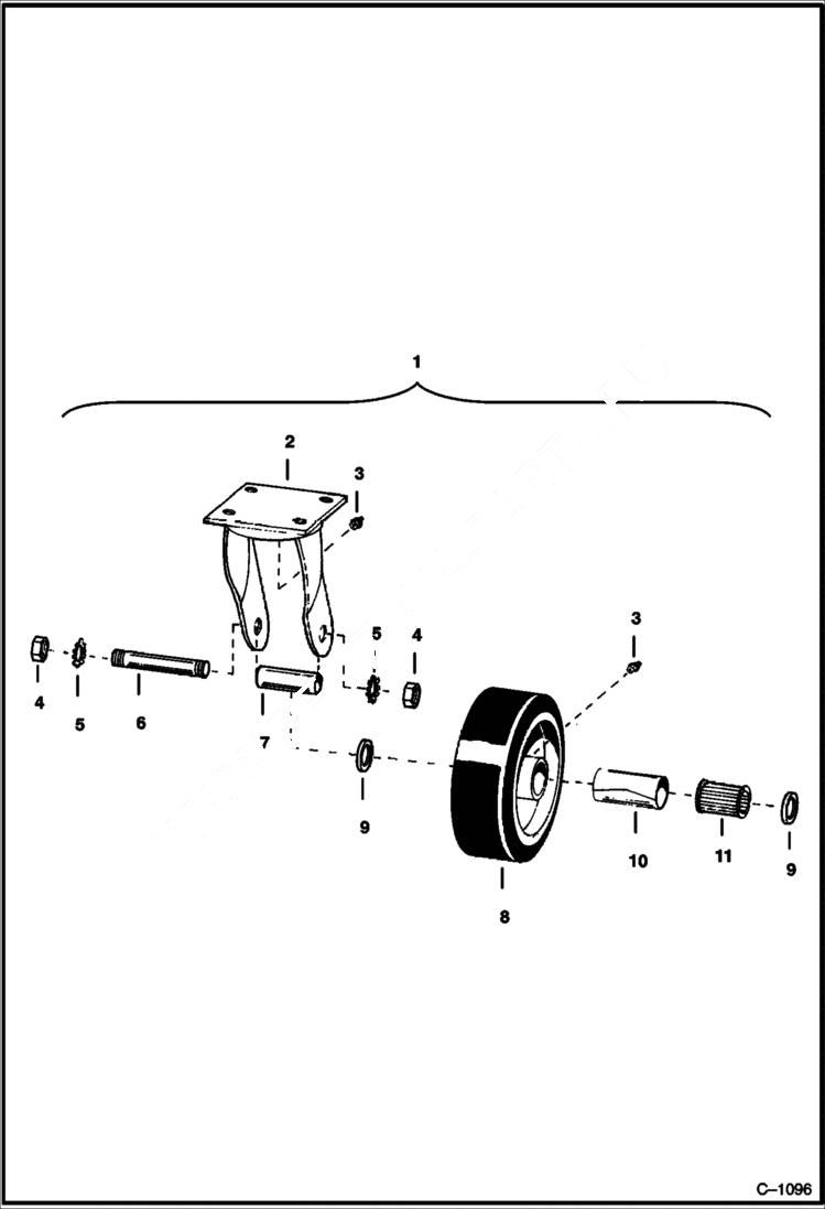 Схема запчастей Bobcat ANGLE BROOM - ANGLE BROOM (Caster Wheel) Loader