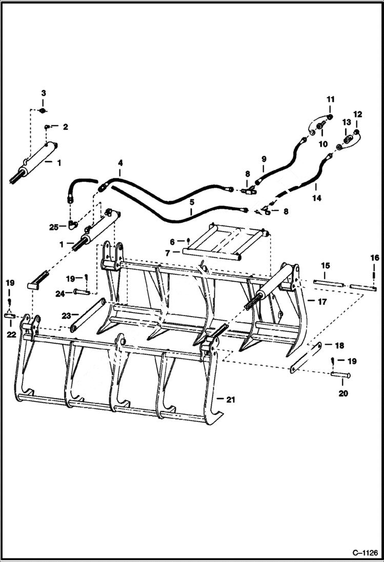 Схема запчастей Bobcat GRAPPLES - INDUSTRIAL CLAM GRAPPLE - 444 & 500 Direct Mount Loader