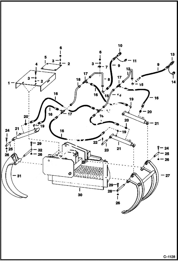 Схема запчастей Bobcat GRAPPLES - PULPWOOD GRAPPLE - 444 & 500 Direct Mount 3 Tooth Loader
