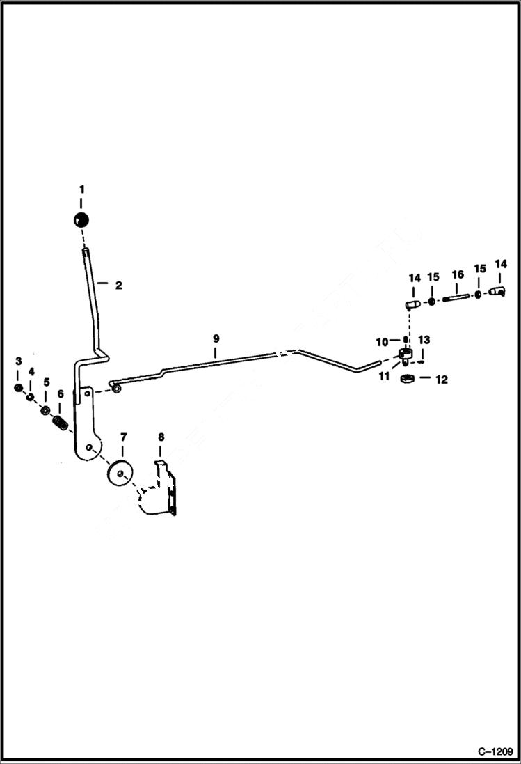 Схема запчастей Bobcat 600s - THROTTLE CONTROL & LINKAGE POWER UNIT