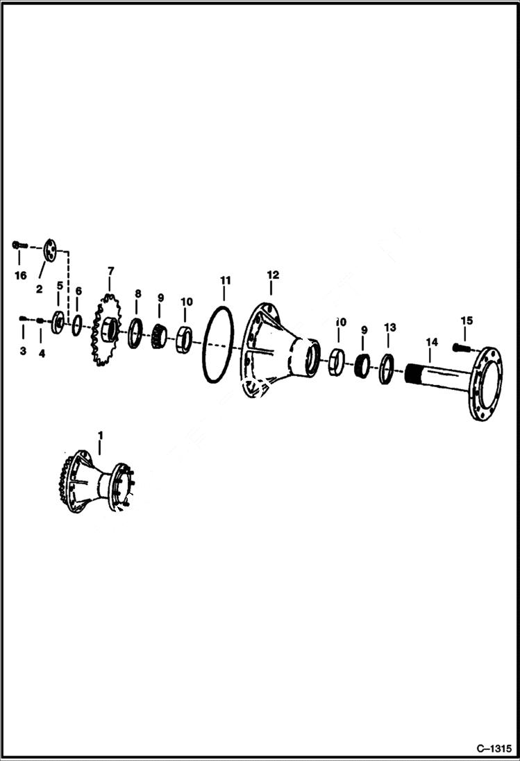 Схема запчастей Bobcat 900s - AXLE & HUB ASSEMBLY DRIVE TRAIN