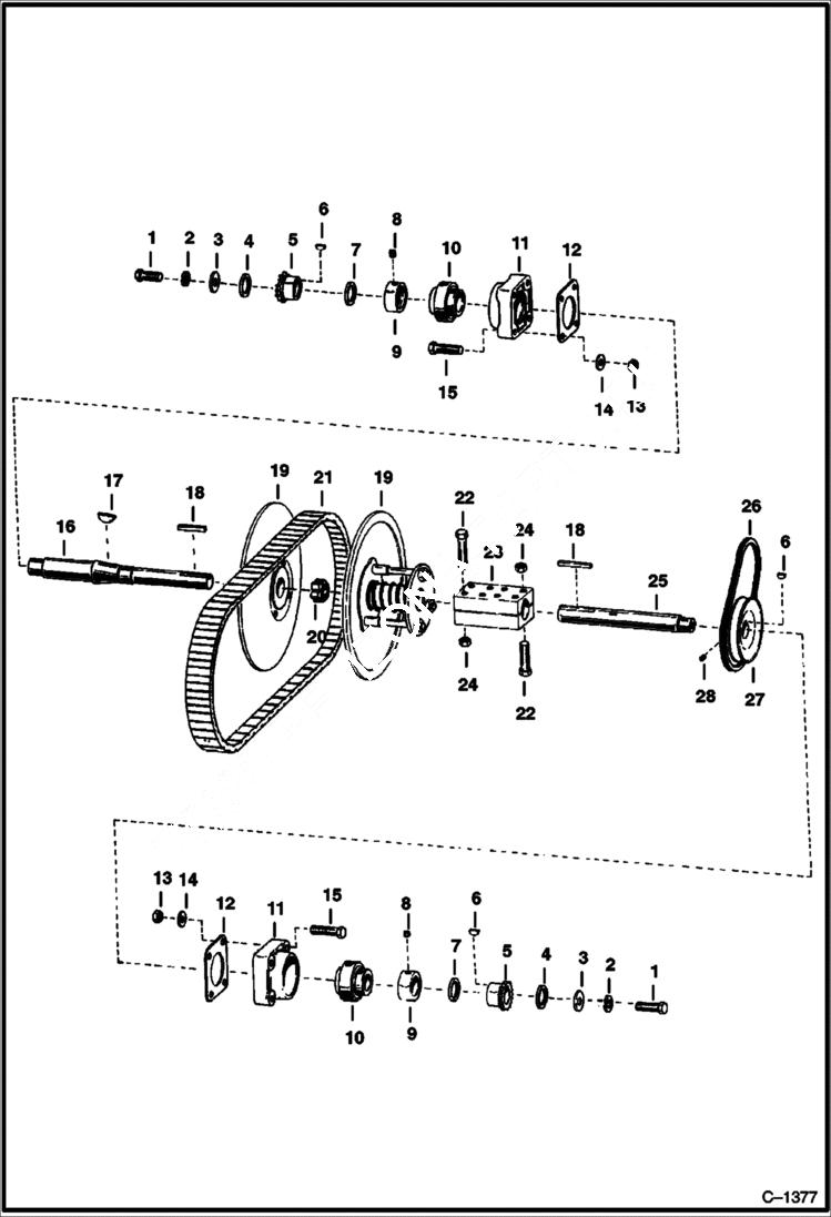 Схема запчастей Bobcat 600s - VARIABLE SPEED JACKSHAFT ASSEMBLY Tapered Jackshaft DRIVE TRAIN