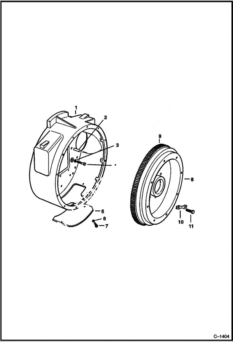 Схема запчастей Bobcat 900s - HOUSING & FLYWHEEL (Perkins) POWER UNIT