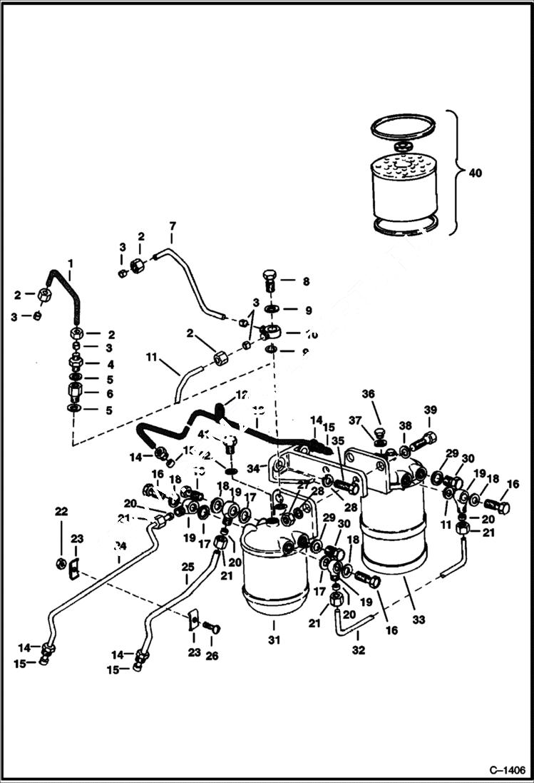 Схема запчастей Bobcat 900s - FUEL FILTER (Perkins - Engine Spec. LD 22557) POWER UNIT