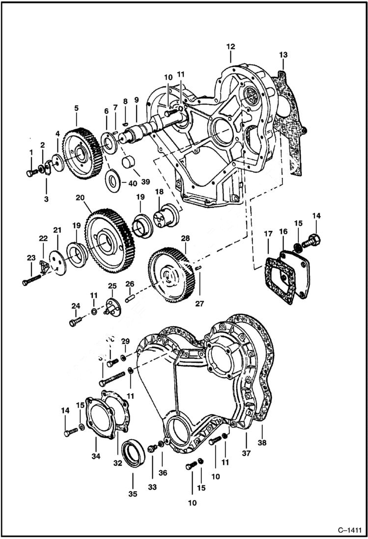 Схема запчастей Bobcat 900s - TIMING GEARS POWER UNIT