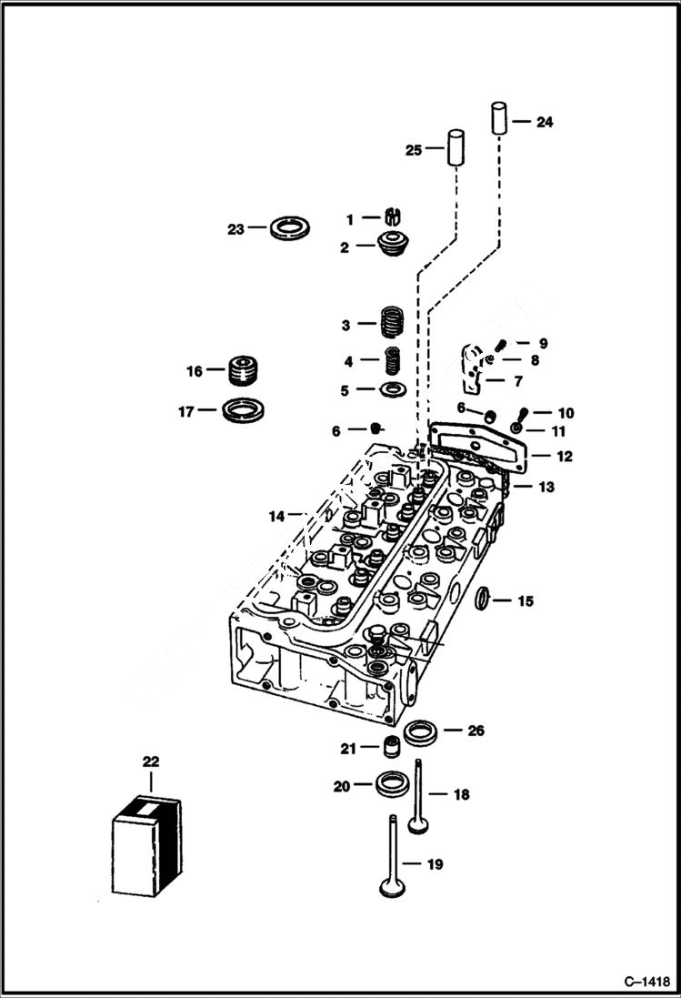 Схема запчастей Bobcat 900s - CYLINDER HEAD POWER UNIT