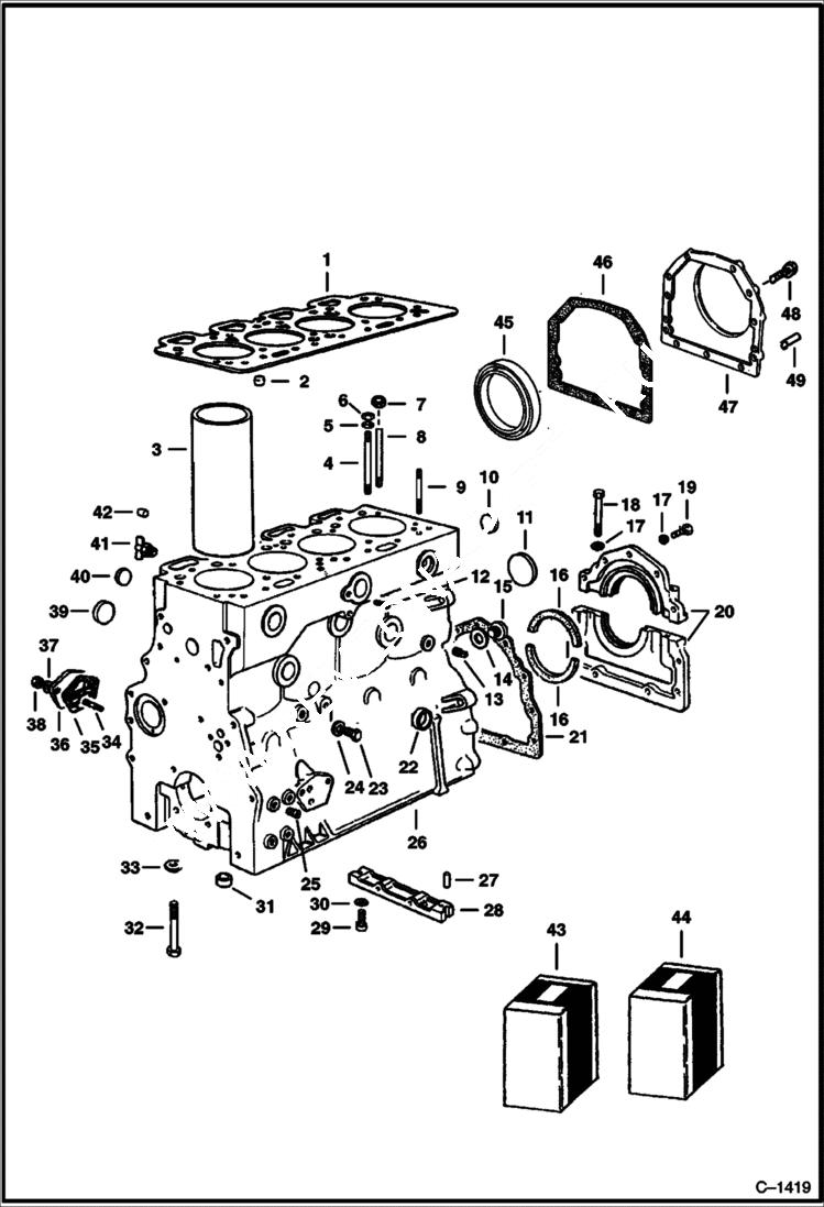 Схема запчастей Bobcat 900s - CYLINDER BLOCK POWER UNIT