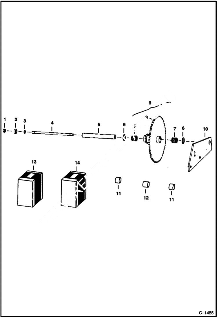 Схема запчастей Bobcat 300s - LOWER JACKSHAFT (Right Side Illustrated - S/N 11999 & Below) DRIVE TRAIN