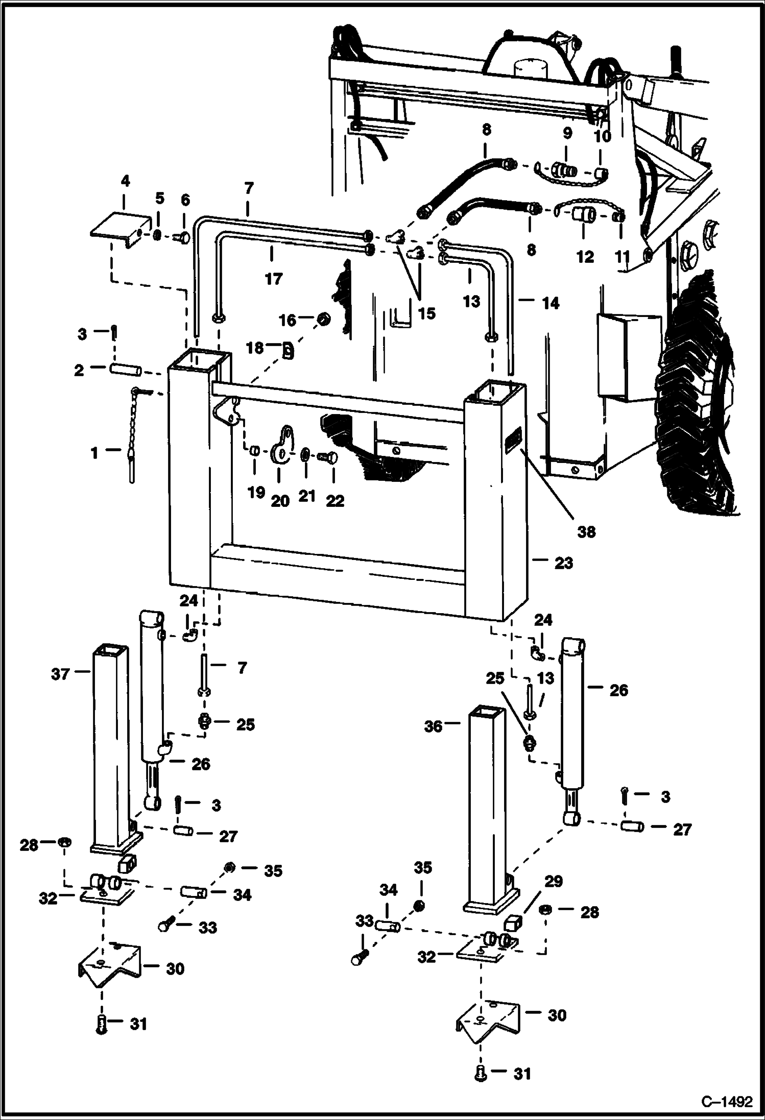 Схема запчастей Bobcat BACKHOE - BACKHOE (Rear Stabilizer) (600) (700) REAR STABILIZERS