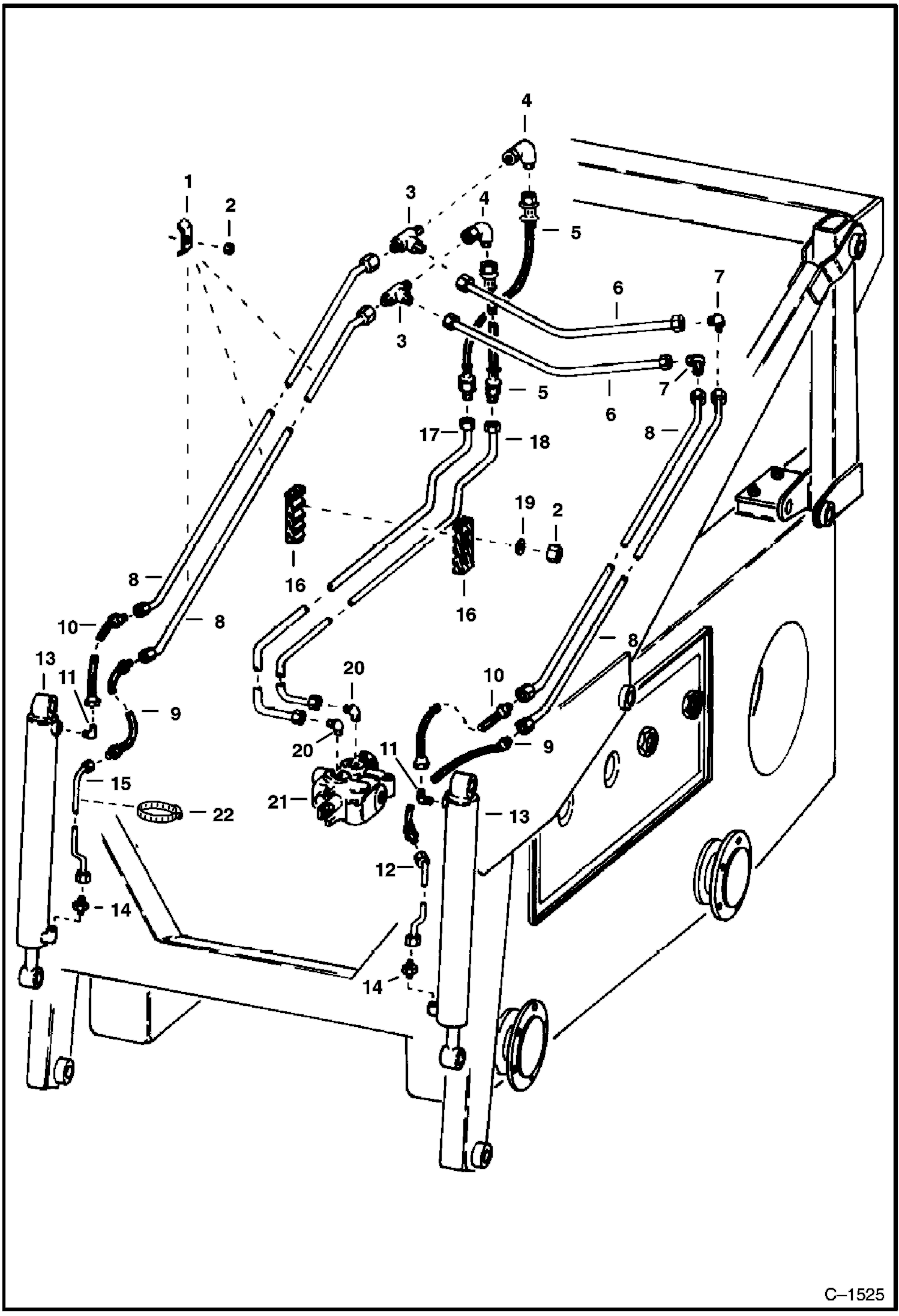 Схема запчастей Bobcat 600s - TILT CYLINDER HYDRAULIC CIRCUITRY B.O.M. Electric HYDRAULIC SYSTEM