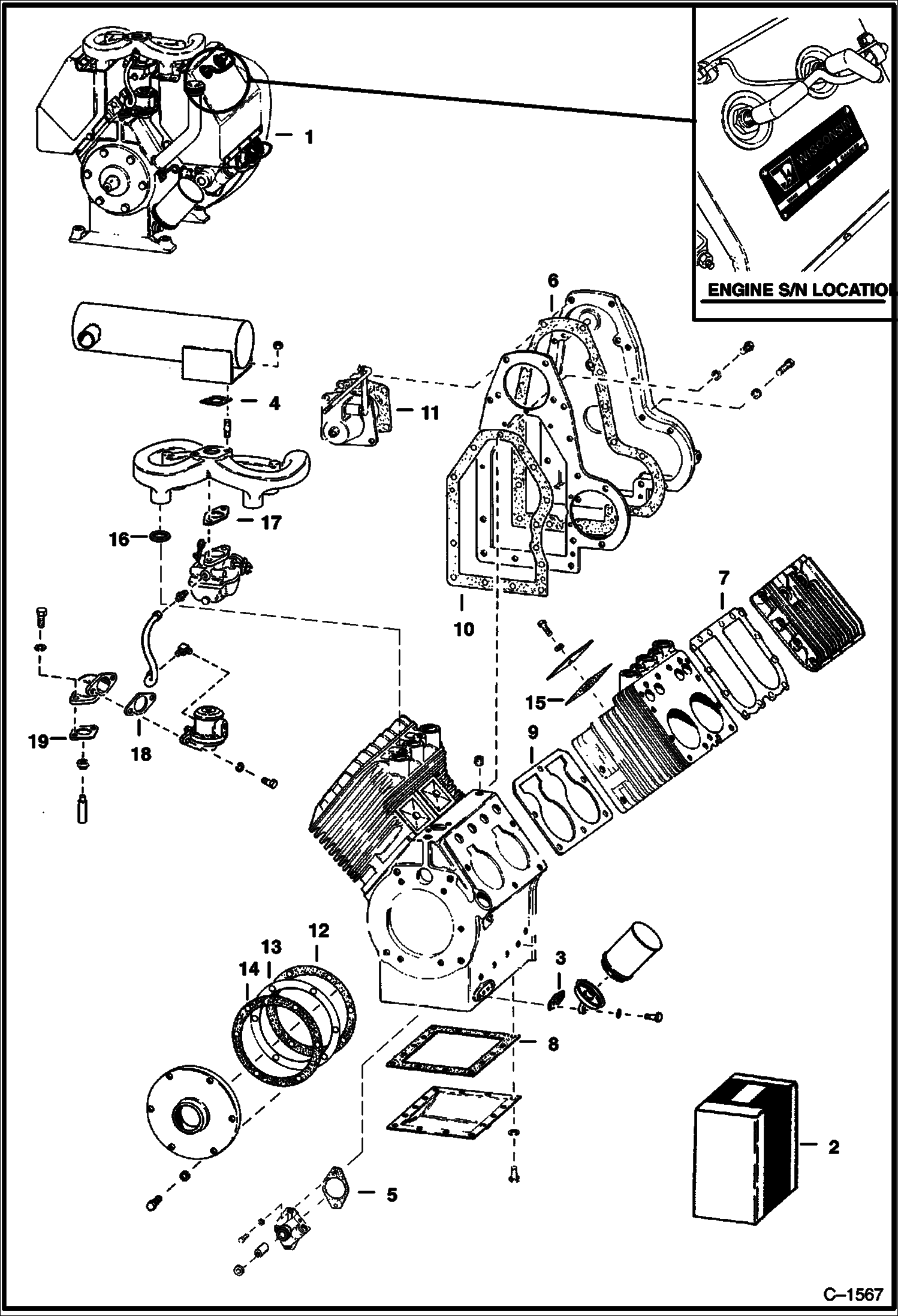 Схема запчастей Bobcat 600s - WISCONSIN ENGINE POWER UNIT