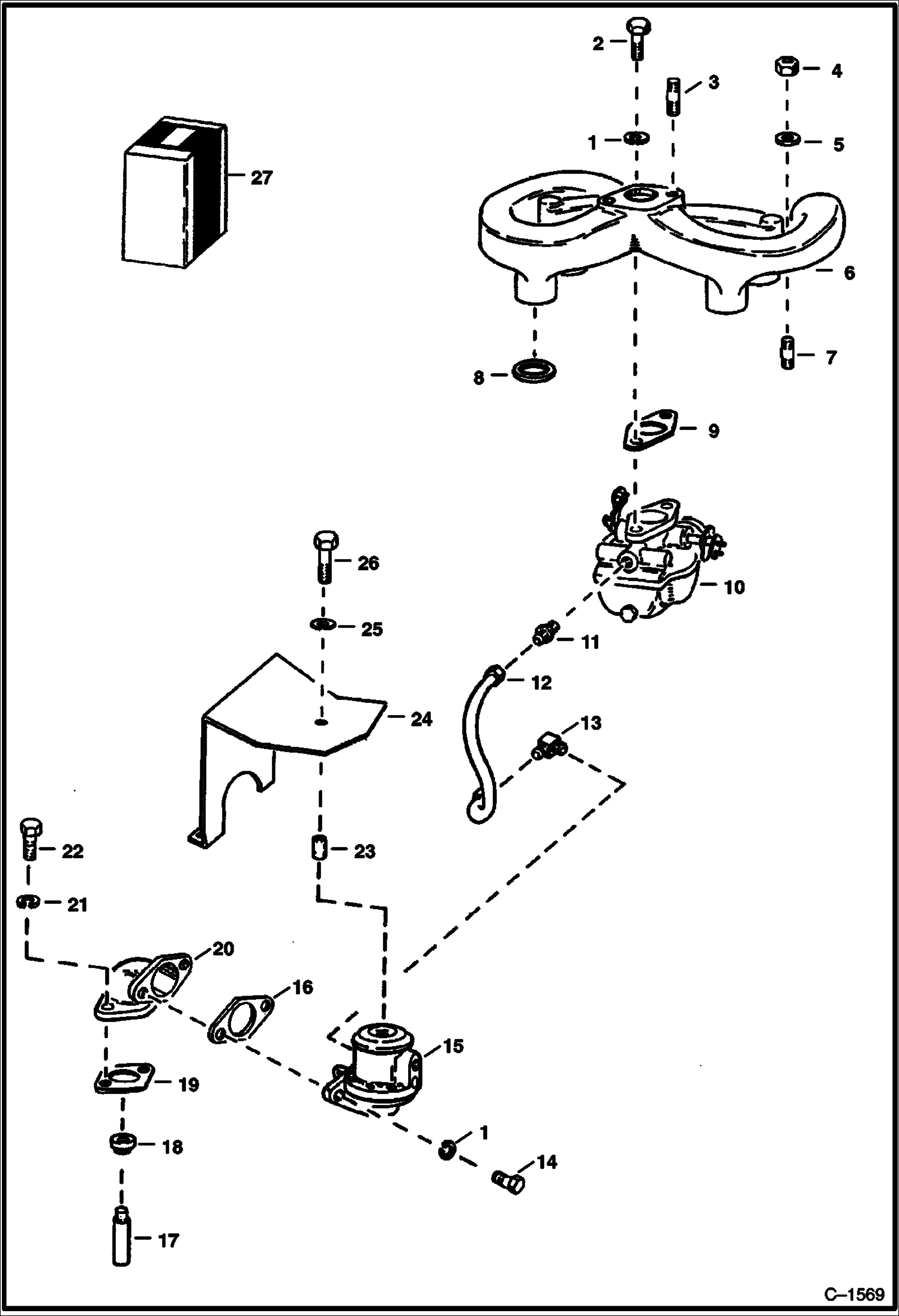 Схема запчастей Bobcat 700s - FUEL PUMP, CARBURETOR & MANIFOLD POWER UNIT