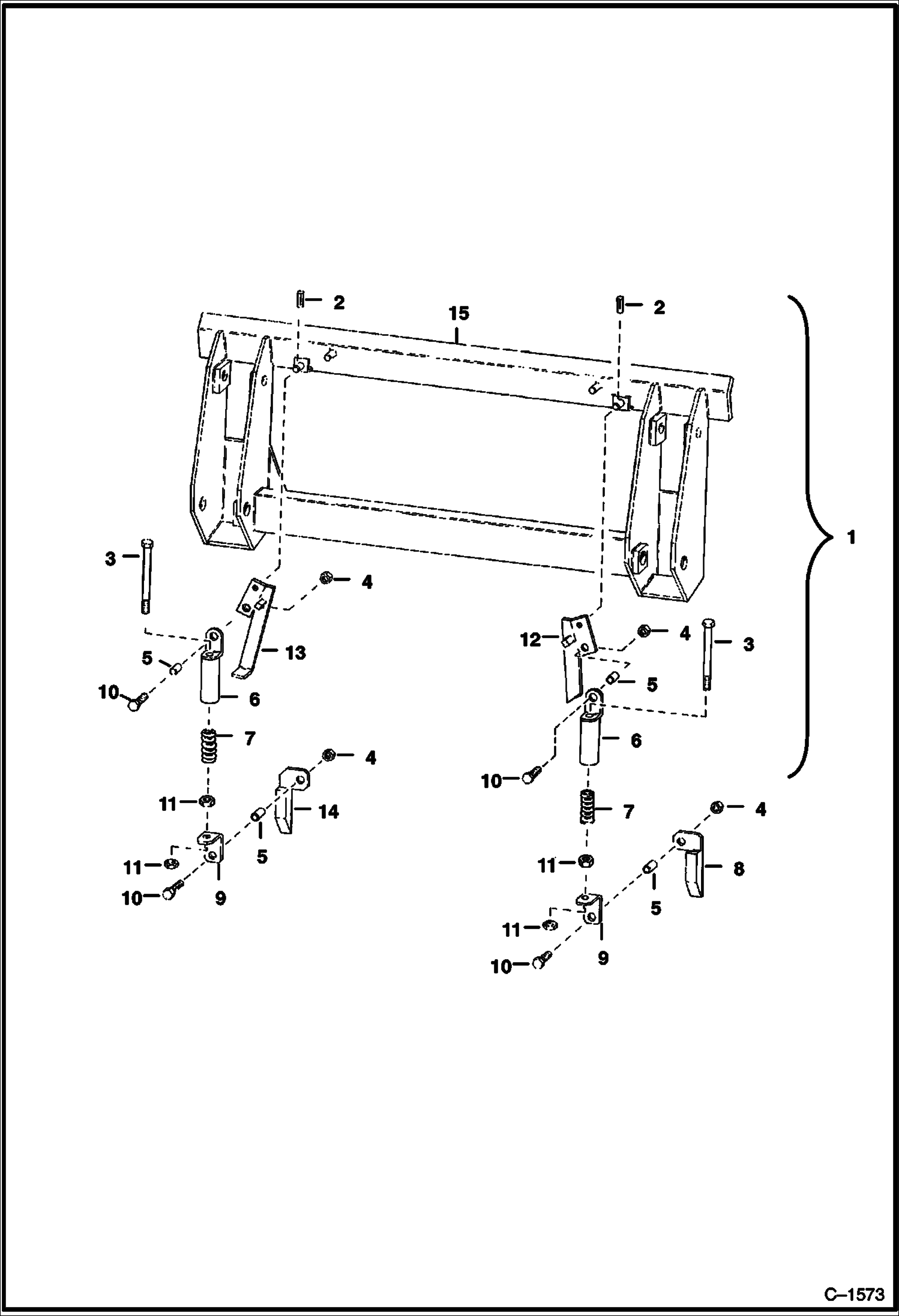 Схема запчастей Bobcat 700s - BOB-TACH (Lot A - D) MAIN FRAME