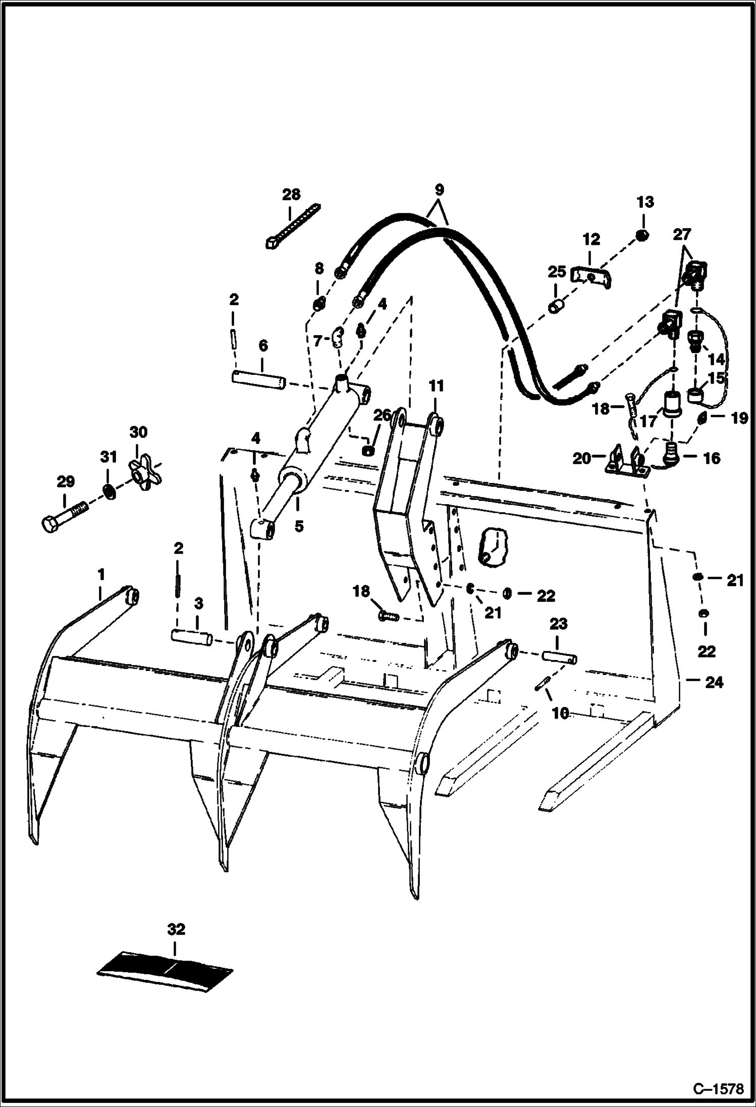 Схема запчастей Bobcat GRAPPLES - FARM GRAPPLE FORK - 300, 400 Series & Farmboy Loader