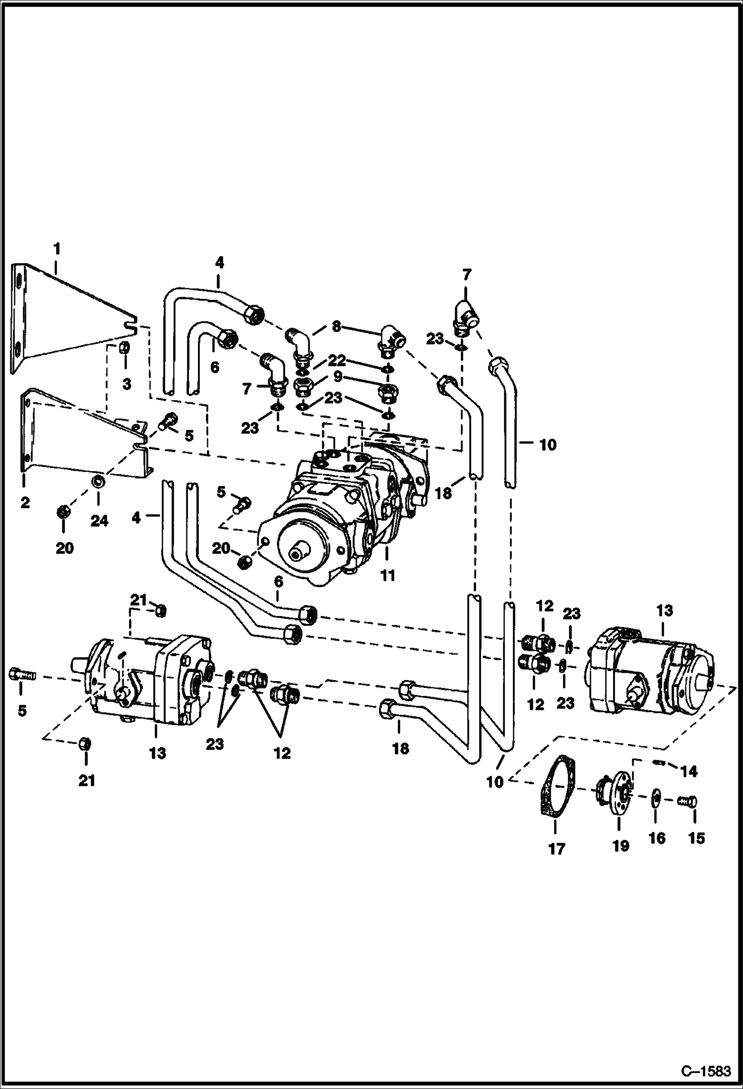 Схема запчастей Bobcat 700s - HYDROSTATIC PUMP & MOTOR FITTINGS HYDROSTATIC SYSTEM