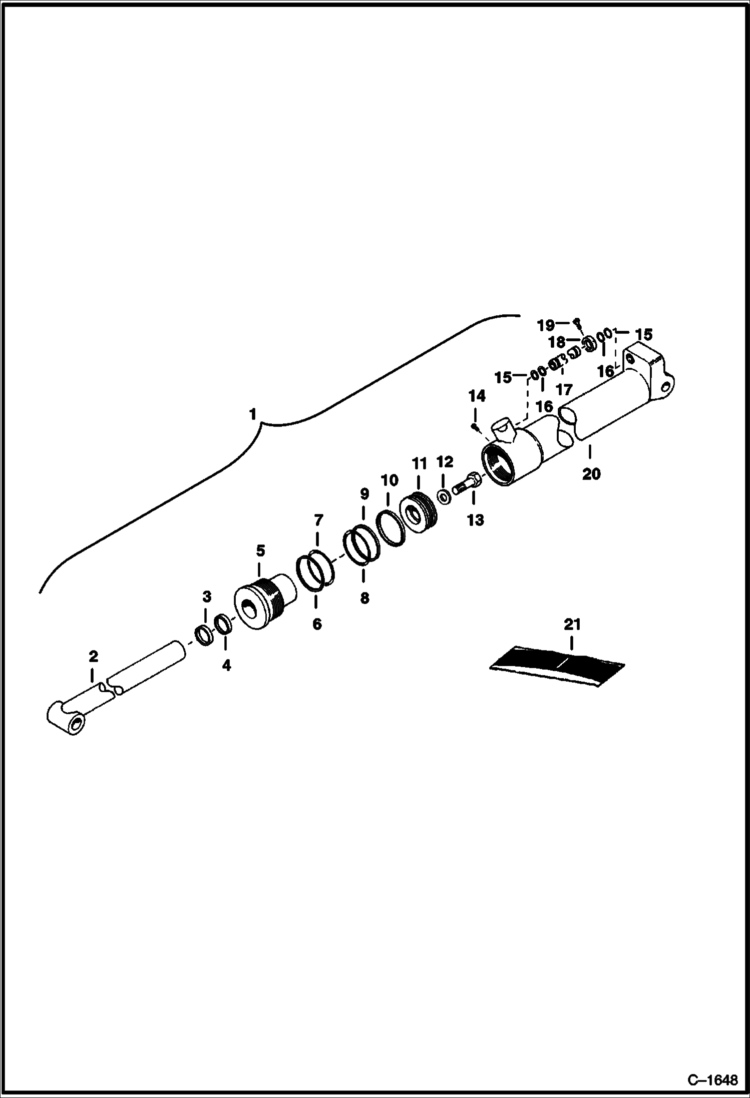 Схема запчастей Bobcat BACKHOE - BACKHOE (Boom, Bucket & Dipperstick Cylinder) (J.I.Case) (908) 908 BACKHOE