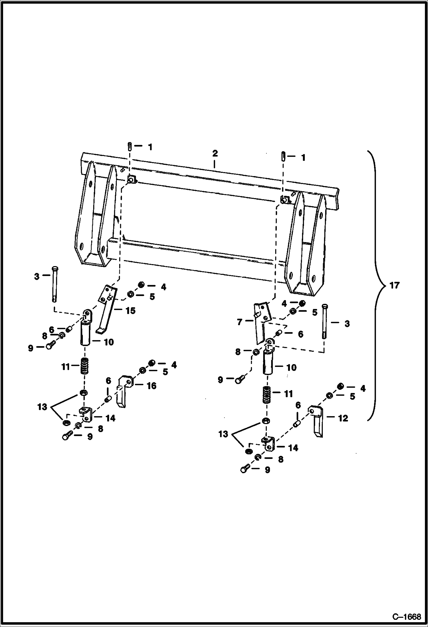 Схема запчастей Bobcat 800s - BOB-TACH (S/N 11999 & Below) MAIN FRAME