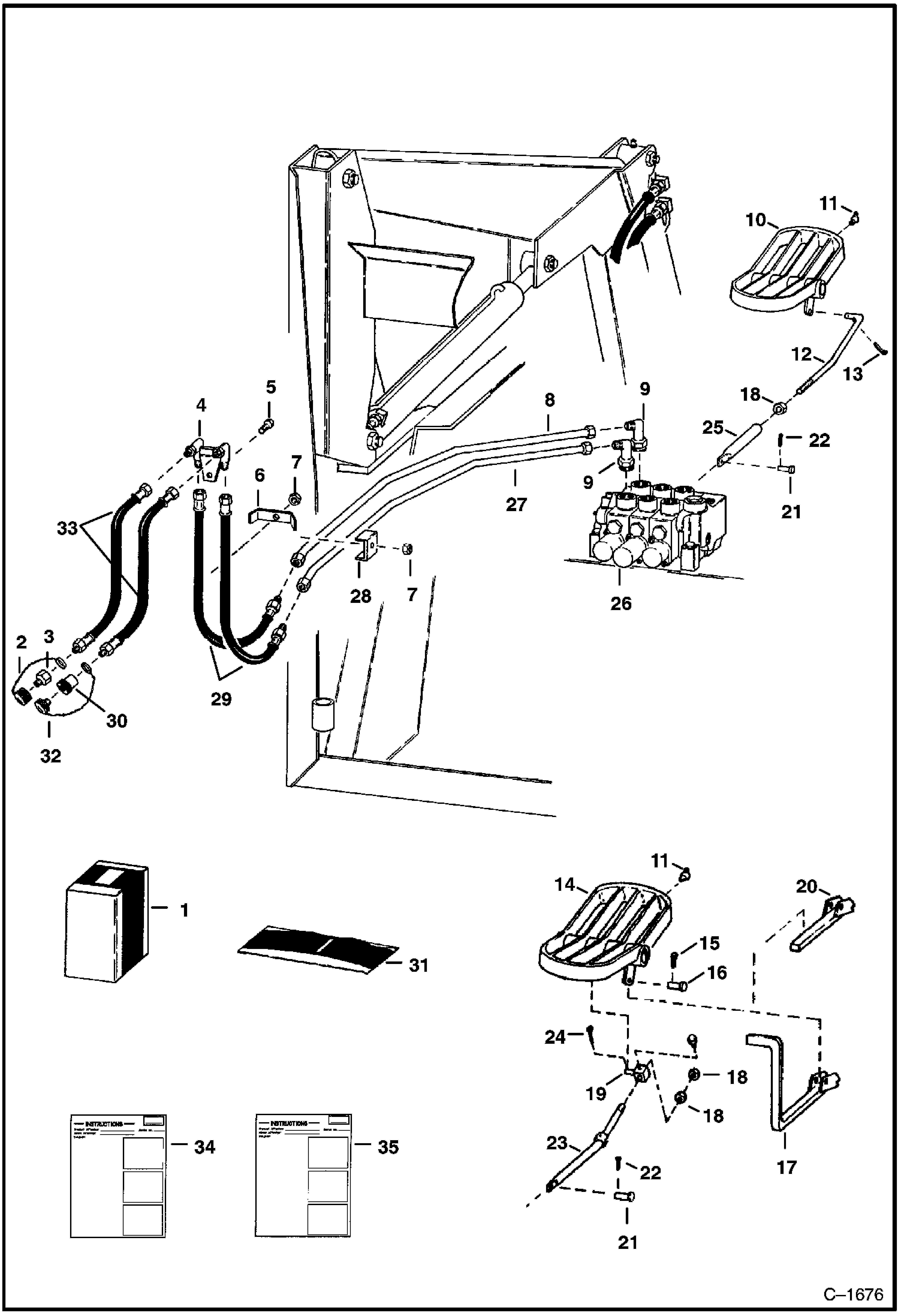 Схема запчастей Bobcat 700s - AUXILIARY HYDRAULIC KIT (Rear Unit) ACCESSORIES & OPTIONS