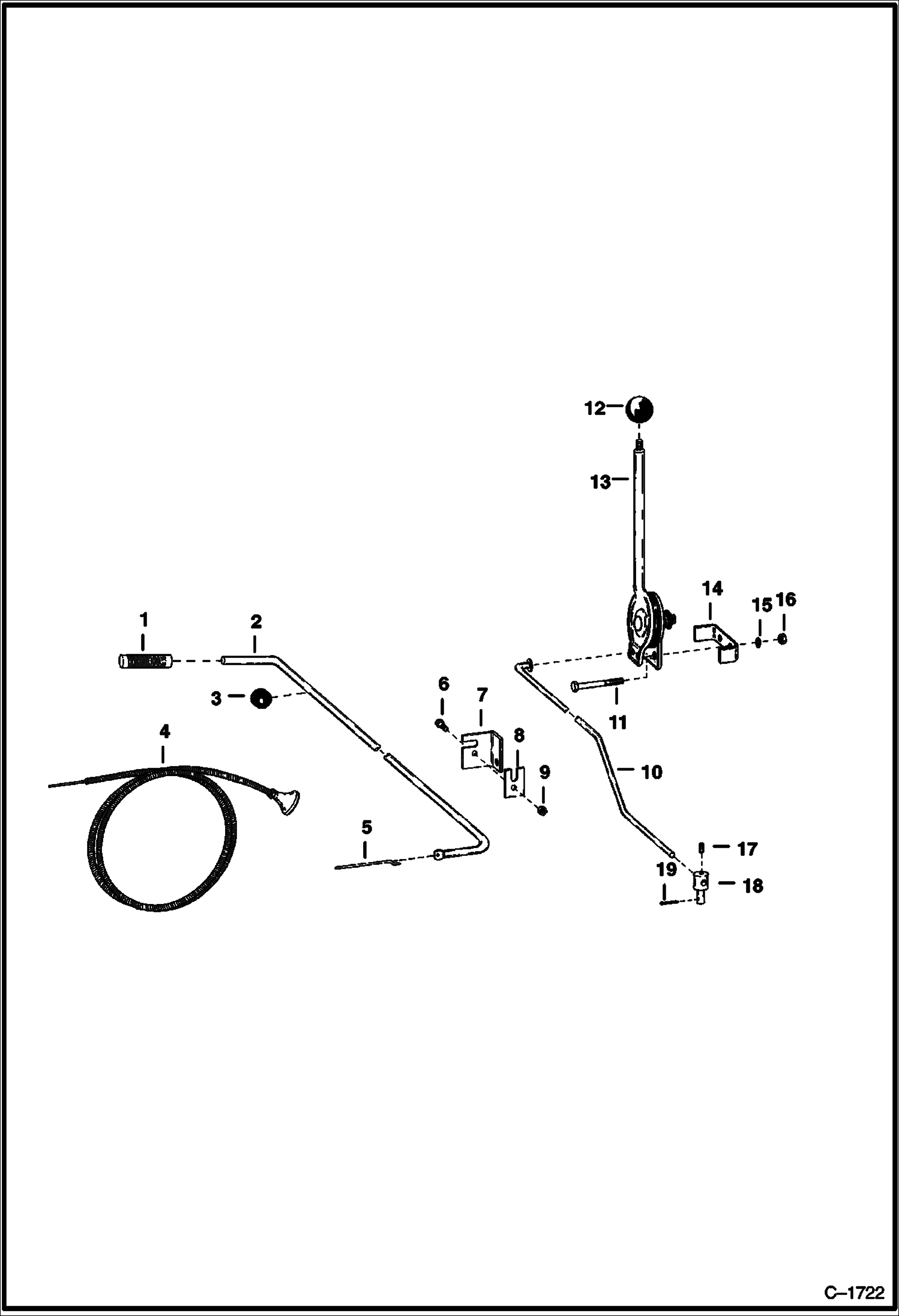 Схема запчастей Bobcat 600s - THROTTLE & CHOKE CONTROL LINKAGE POWER UNIT