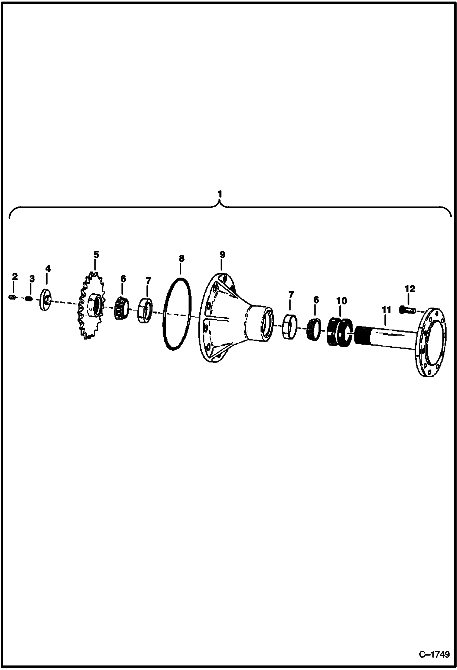 Схема запчастей Bobcat 900s - AXLE (S/N 12603 & Above) DRIVE TRAIN