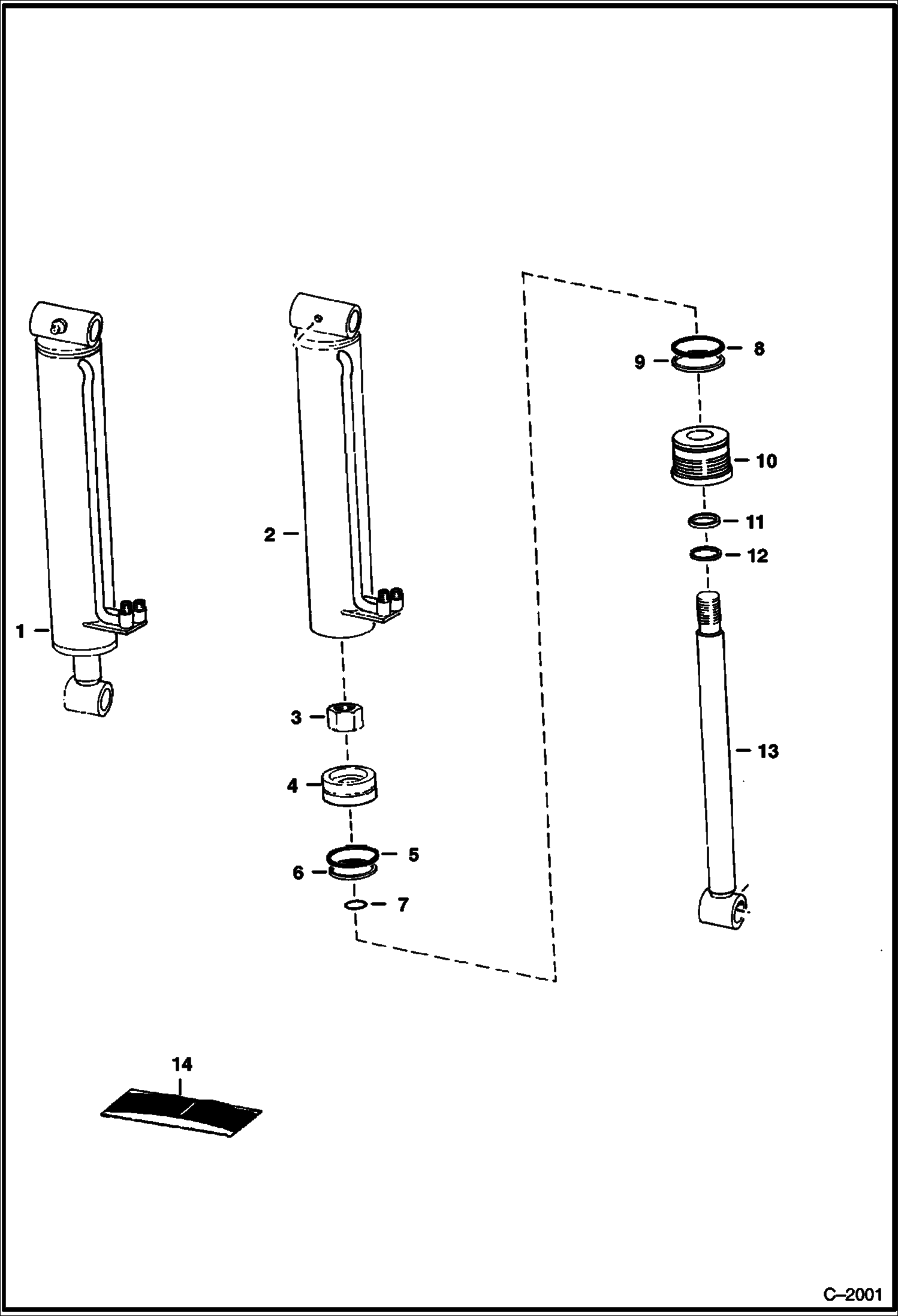 Схема запчастей Bobcat 600s - TILT CYLINDER (S/N 12999 & Below) (3.00 Bore) HYDRAULIC SYSTEM