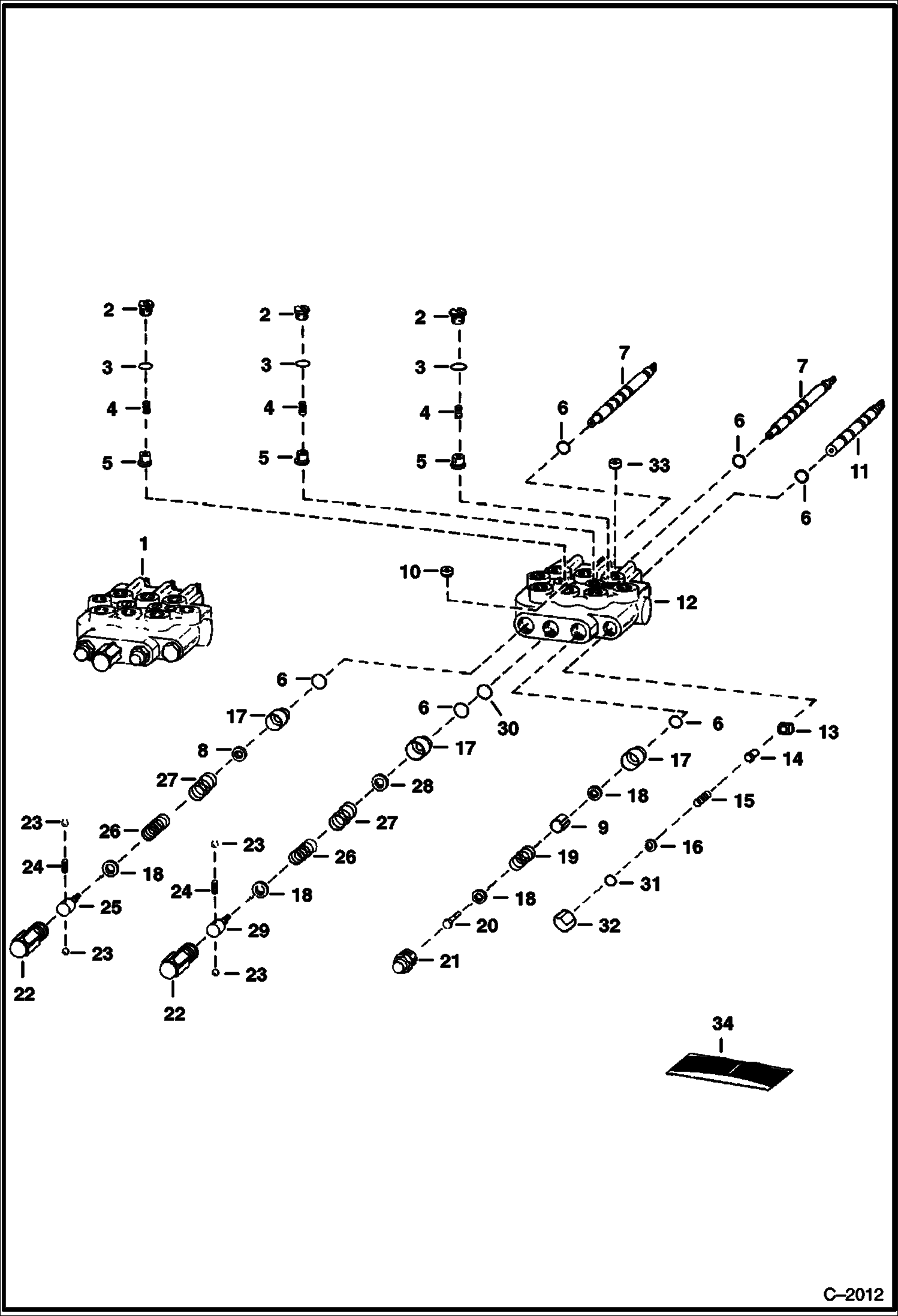 Схема запчастей Bobcat 500s - HYDRAULIC VALVE (S/N 12999 & Below) (Cessna) HYDRAULIC SYSTEM