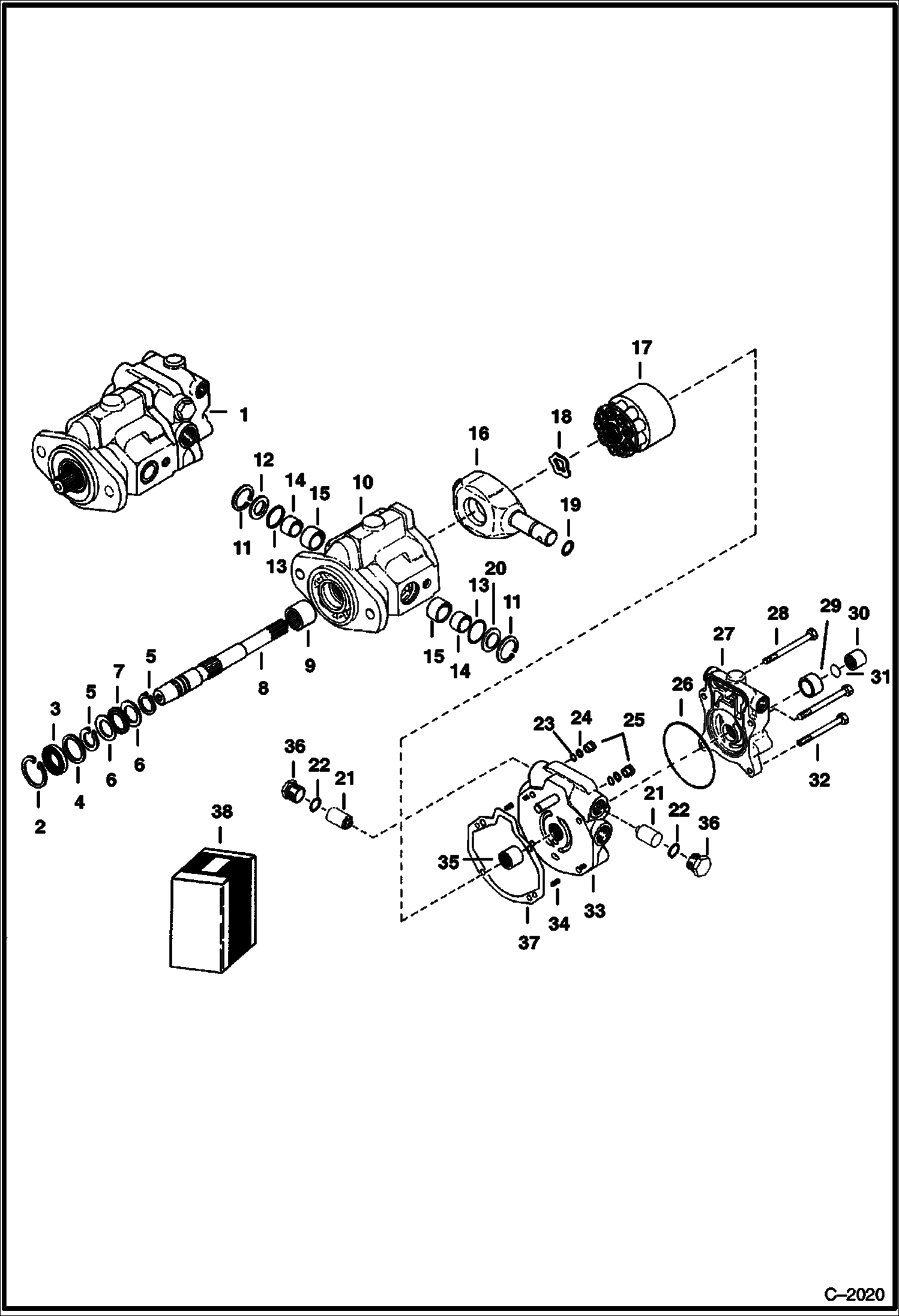 Схема запчастей Bobcat 800s - HYDROSTATIC PUMP (Rear - RAA - Old) HYDROSTATIC SYSTEM