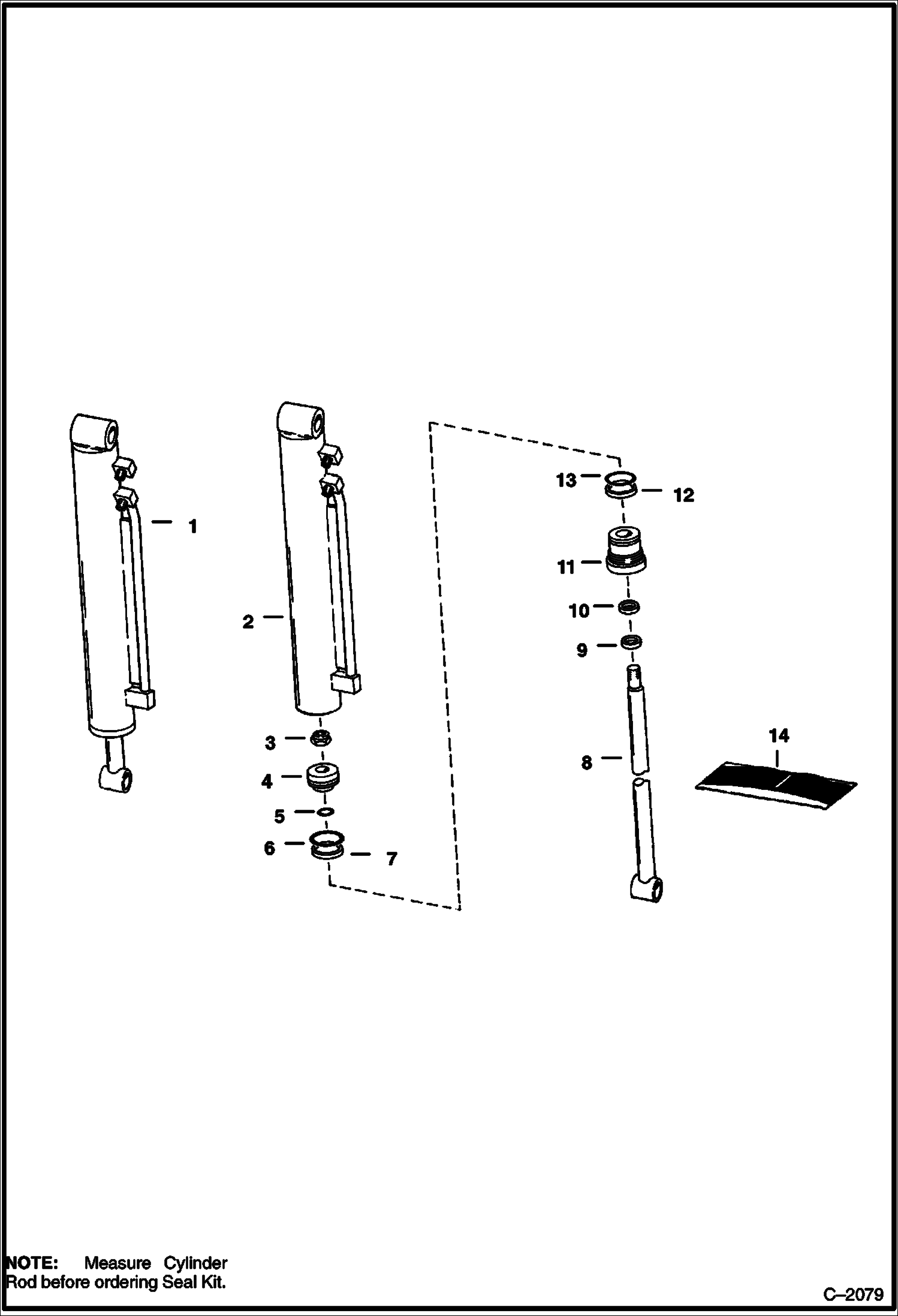 Схема запчастей Bobcat 800s - TILT CYLINDER (W/1 Rod - S/N 12001 Thru 12489) HYDRAULIC SYSTEM