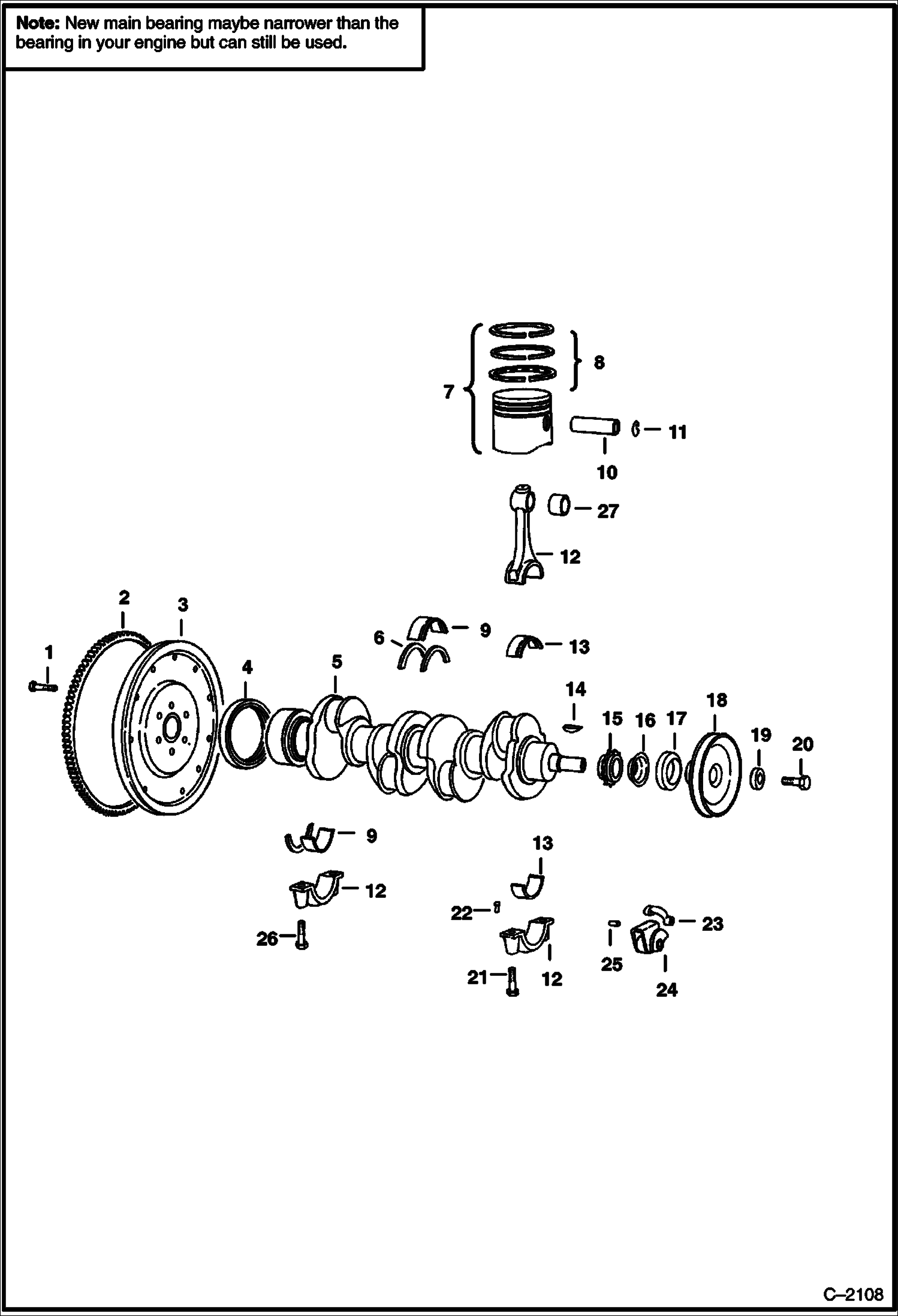 Схема запчастей Bobcat 700s - CRANKSHAFT & PISTON POWER UNIT